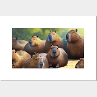 capybara  group  shade Posters and Art